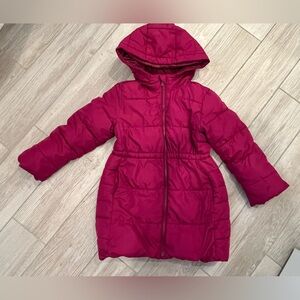 Gap Kids Long Winter Puffer Coat with Hood Size S in Berry Pink